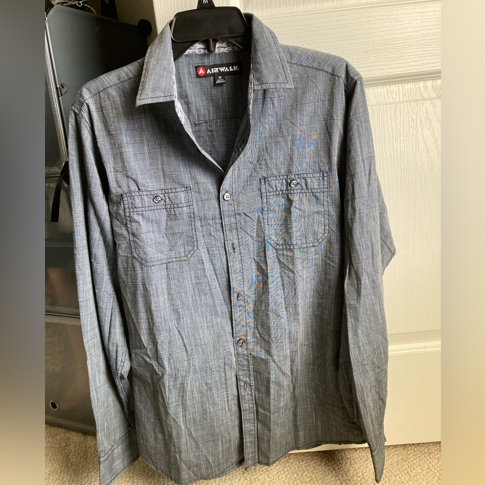 Airwalk blue Men's long sleeve button down shirt